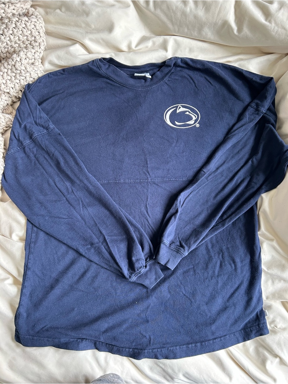 Penn State Navy Long-Sleeve Crew Tee with Small Chest Logo